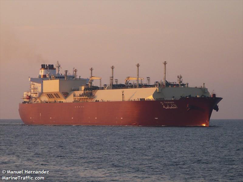 al thumama (LNG Tanker) - IMO 9360843, MMSI 538003018, Call Sign V7NU3 under the flag of Marshall Islands