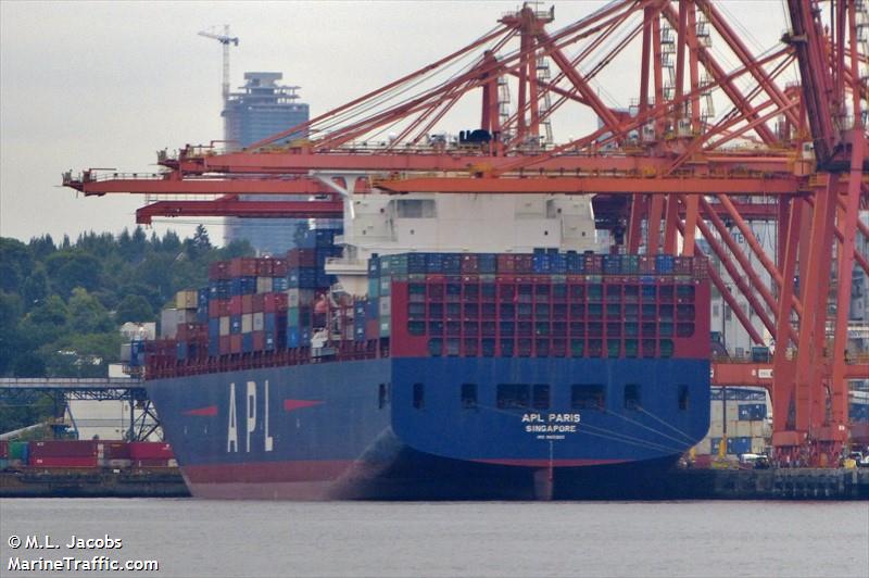 apl paris (Container Ship) - IMO 9601302, MMSI 566704000, Call Sign 9V9403 under the flag of Singapore