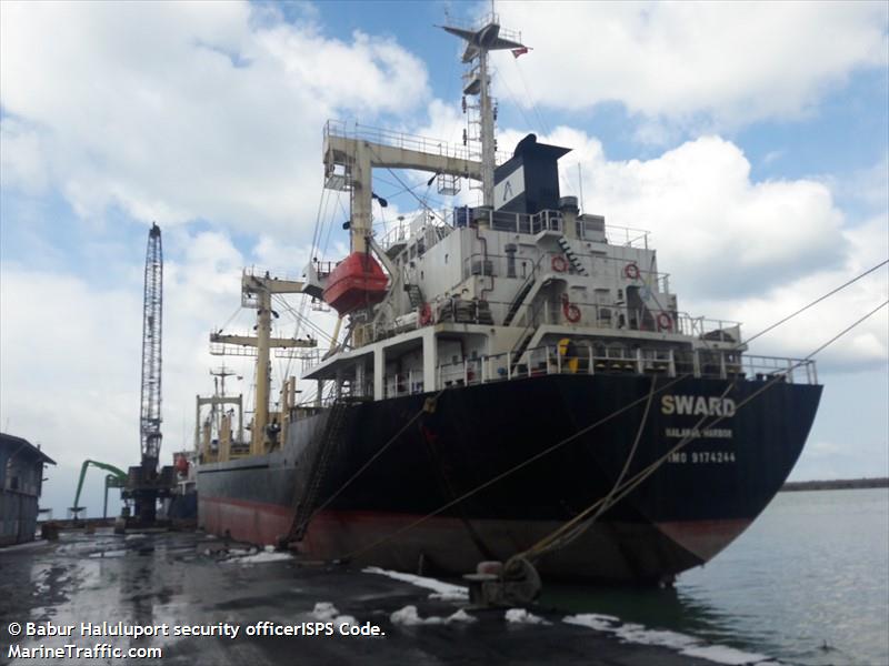 sward (General Cargo Ship) - IMO 9174244, MMSI 511100524, Call Sign T8A3680 under the flag of Palau