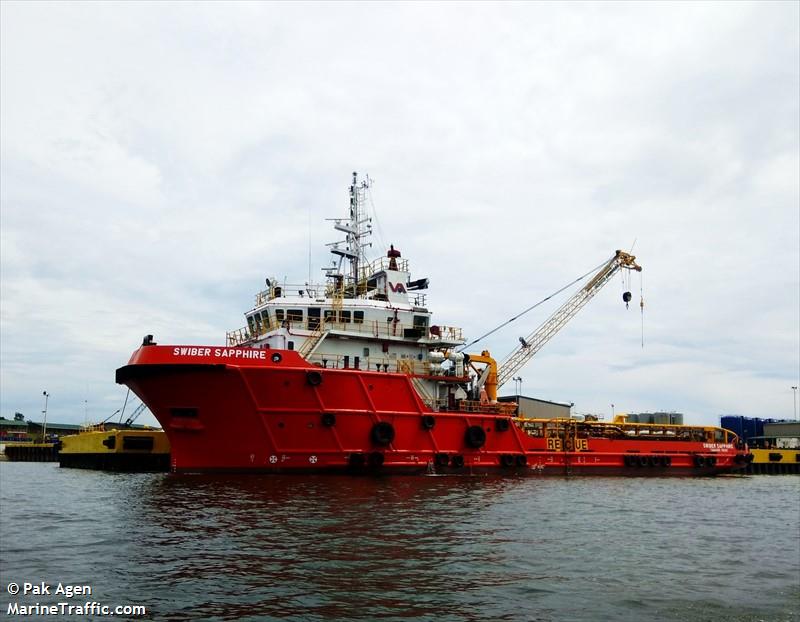 swiber sapphire (Offshore Tug/Supply Ship) - IMO 9680487, MMSI 525012277, Call Sign JZQO under the flag of Indonesia
