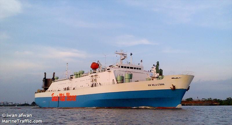 km. mila utama (Vehicles Carrier) - IMO 8808082, MMSI 525100085, Call Sign POWK under the flag of Indonesia