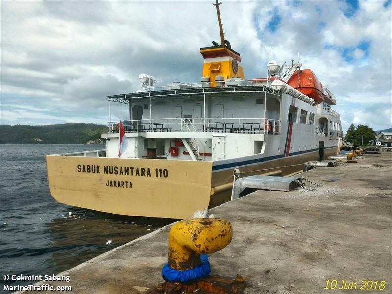 sabuk nusantara 110 (Passenger/General Cargo Ship) - IMO 9851555, MMSI 525101093, Call Sign YCGI2 under the flag of Indonesia