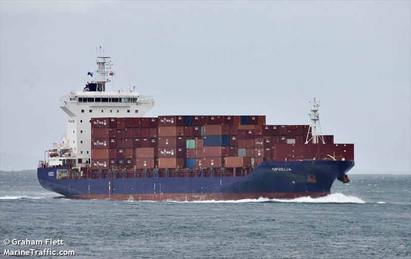 ophelia (Container Ship) - IMO 9765586, MMSI 538090606, Call Sign V7DF6 under the flag of Marshall Islands