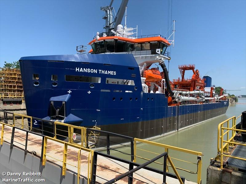 hanson thames (Hopper Dredger) - IMO 9887786, MMSI 232032107, Call Sign MILT6 under the flag of United Kingdom (UK)