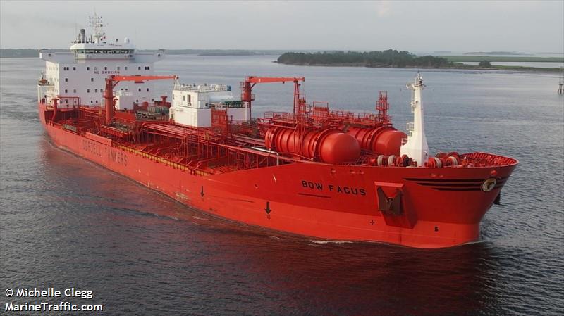 bow fagus (Chemical/Oil Products Tanker) - IMO 9047764, MMSI 538009685, Call Sign V7A5040 under the flag of Marshall Islands