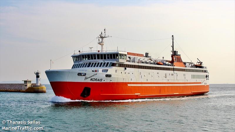 adamantios korais (Passenger/Ro-Ro Cargo Ship) - IMO 8613607, MMSI 239410300, Call Sign SVAE3 under the flag of Greece