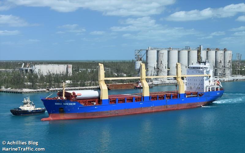 bbc weser (General Cargo Ship) - IMO 9347047, MMSI 304968000, Call Sign V2CB2 under the flag of Antigua & Barbuda