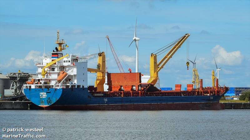 frieda (General Cargo Ship) - IMO 9435117, MMSI 305245000, Call Sign V2DK8 under the flag of Antigua & Barbuda