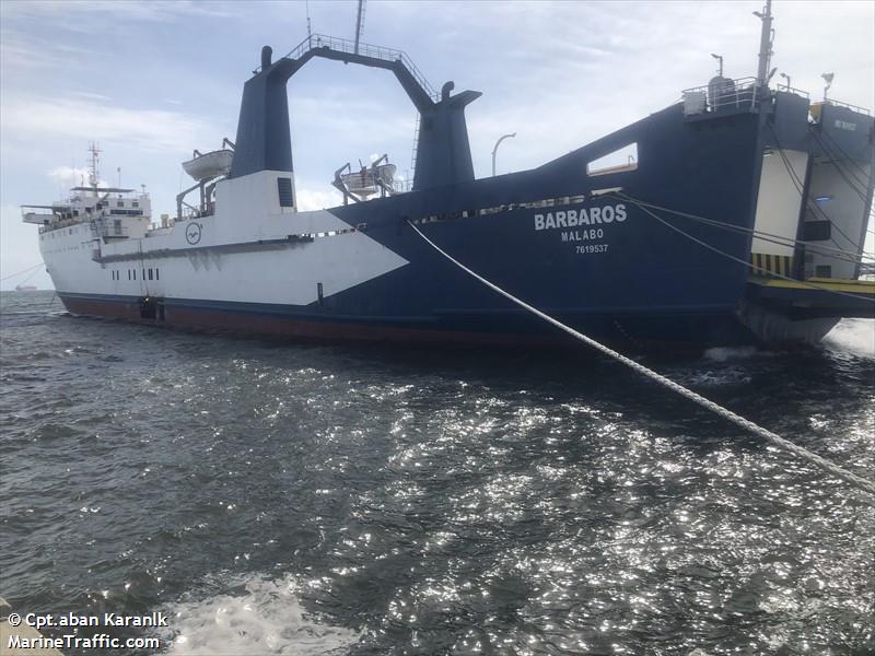 barbaros (Ro-Ro Cargo Ship) - IMO 7619537, MMSI 631010046, Call Sign 3CUBO under the flag of Equatorial Guinea