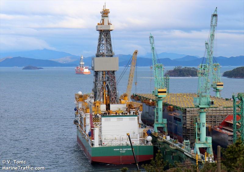 santorini (Drilling Ship) - IMO 9709427, MMSI 311001096, Call Sign C6FF9 under the flag of Bahamas