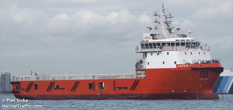 layla (Offshore Tug/Supply Ship) - IMO 9694036, MMSI 563148600, Call Sign 9V7725 under the flag of Singapore