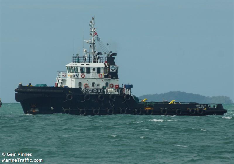 crest gold 1 (Tug) - IMO 9468267, MMSI 563913000, Call Sign 9V7691 under the flag of Singapore