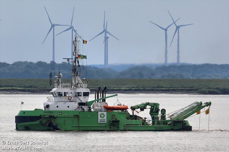 dhamra (Dredger) - IMO 9531038, MMSI 205555000, Call Sign ORPM under the flag of Belgium