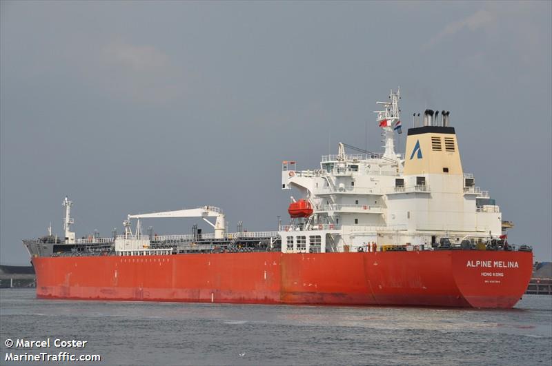 alpine melina (Chemical/Oil Products Tanker) - IMO 9387944, MMSI 477733900, Call Sign VRGM5 under the flag of Hong Kong