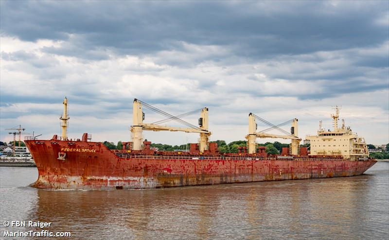 federal spruce (Bulk Carrier) - IMO 9610468, MMSI 538004387, Call Sign V7WT3 under the flag of Marshall Islands