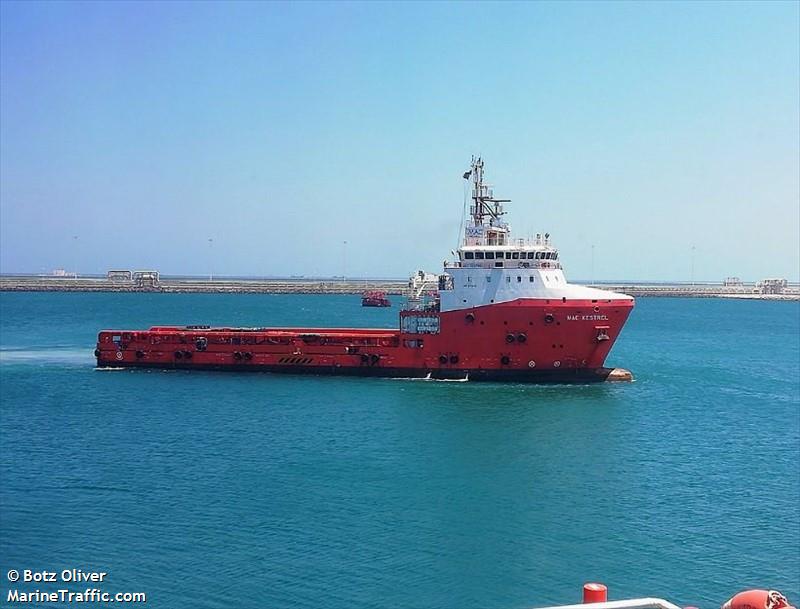 cod kestrel (Offshore Tug/Supply Ship) - IMO 9709142, MMSI 538006606, Call Sign V7PA2 under the flag of Marshall Islands