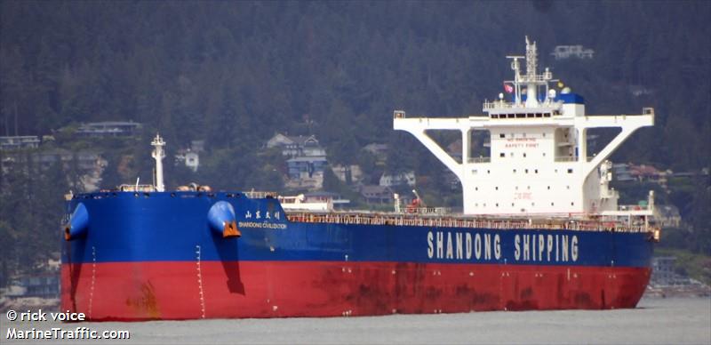 shandongcivilization (Bulk Carrier) - IMO 9926415, MMSI 477793700, Call Sign VRUO8 under the flag of Hong Kong