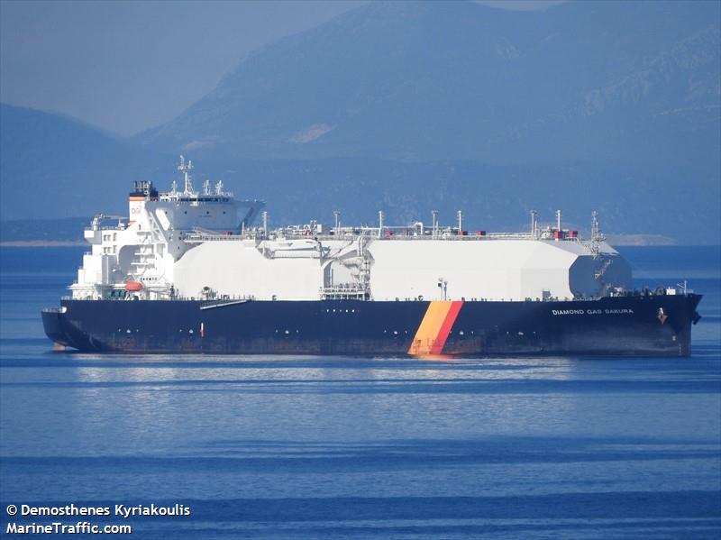 diamond gas sakura (LNG Tanker) - IMO 9810020, MMSI 563158500, Call Sign 9V7874 under the flag of Singapore