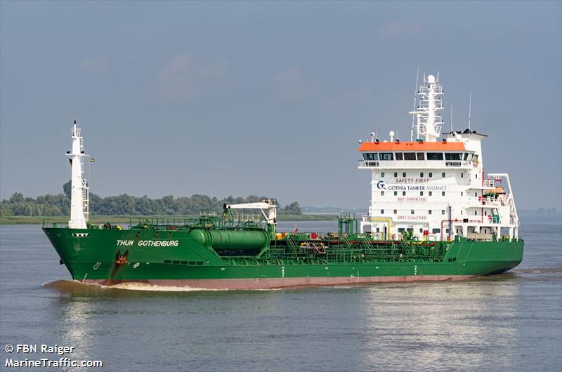 thun gothenburg (Chemical/Oil Products Tanker) - IMO 9362140, MMSI 246257000, Call Sign PCRW under the flag of Netherlands