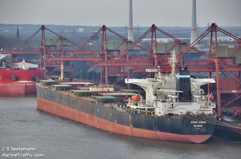 star aqua (Bulk Carrier) - IMO 9345805, MMSI 538010010, Call Sign V7A5462 under the flag of Marshall Islands