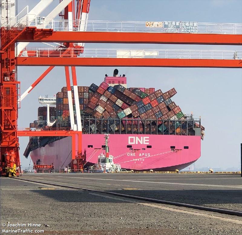 one apus (Container Ship) - IMO 9806079, MMSI 431003000, Call Sign 7KEG under the flag of Japan