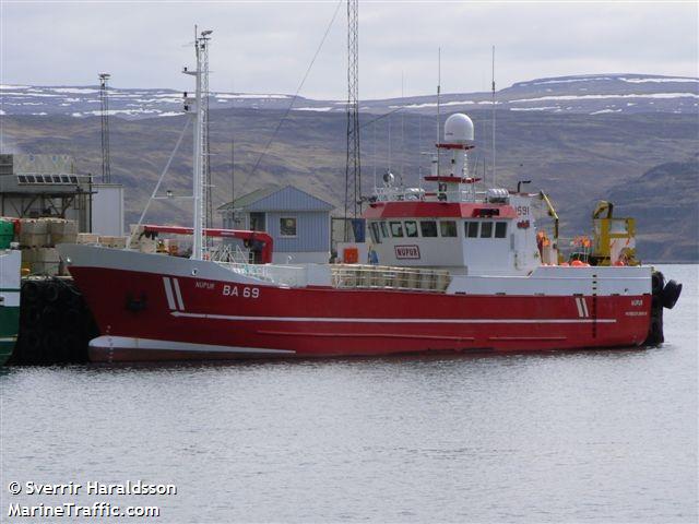 nupur (Fishing Vessel) - IMO 7637981, MMSI 251257110, Call Sign TFPR under the flag of Iceland
