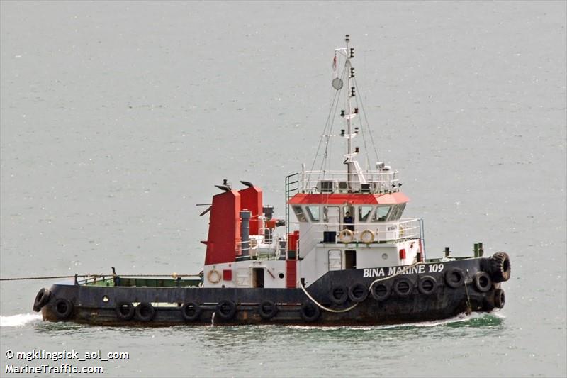 bina marine 109 (Tug) - IMO 9634476, MMSI 563022640, Call Sign 9V7562 under the flag of Singapore