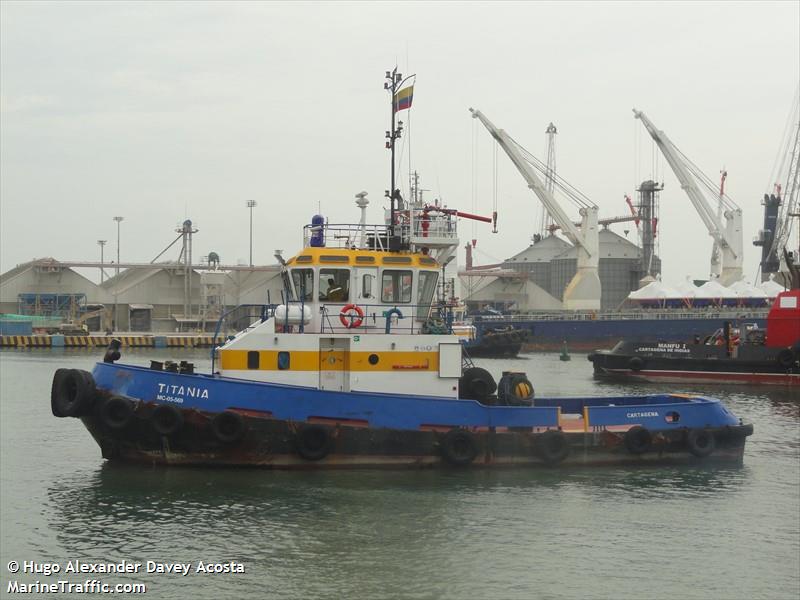 titania (Tug) - IMO 9121508, MMSI 730070000, Call Sign HKCF6 under the flag of Colombia