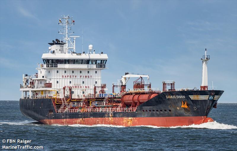 samus swan (Chemical/Oil Products Tanker) - IMO 9401312, MMSI 219031008, Call Sign OZMX2 under the flag of Denmark