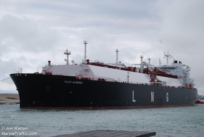 flex aurora (LNG Tanker) - IMO 9857365, MMSI 538008764, Call Sign V7A2734 under the flag of Marshall Islands