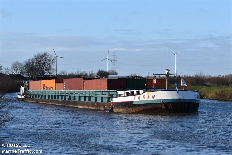 karin (Cargo ship) - IMO , MMSI 205436690, Call Sign OT4366 under the flag of Belgium