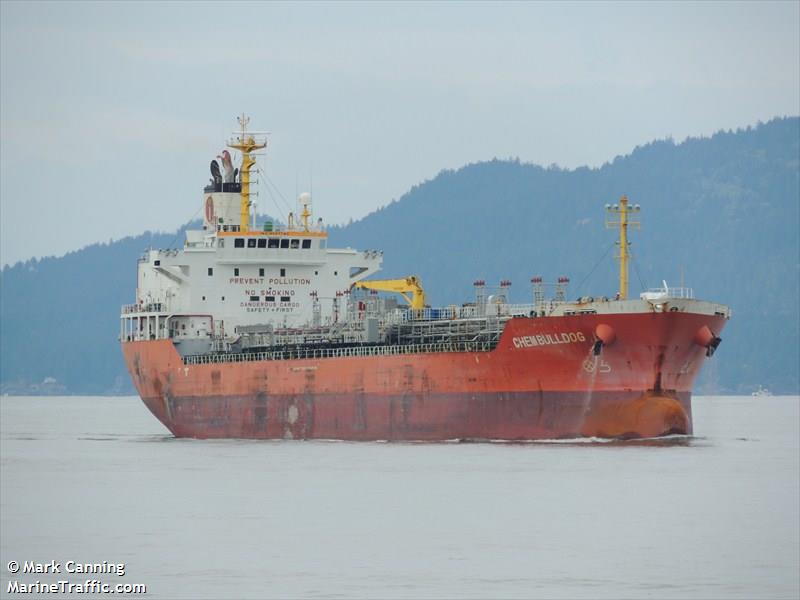 chem bulldog (Chemical/Oil Products Tanker) - IMO 9587790, MMSI 538004629, Call Sign V7YC9 under the flag of Marshall Islands