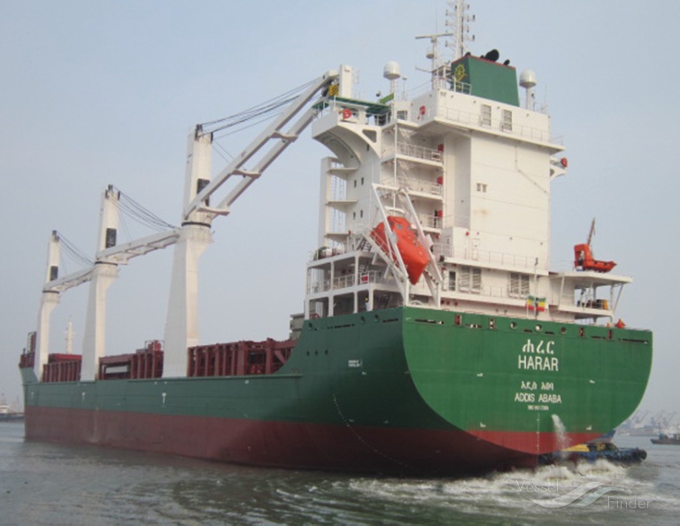 harar (General Cargo Ship) - IMO 9617399, MMSI 624020000, Call Sign ETHR under the flag of Ethiopia
