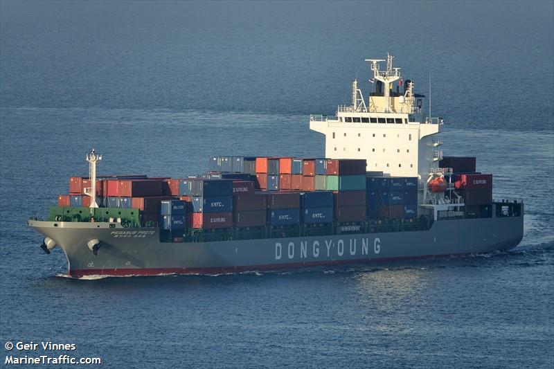 pegasus proto (Container Ship) - IMO 9939307, MMSI 538010006, Call Sign V7A5452 under the flag of Marshall Islands