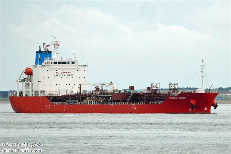 chemical ranger (Chemical/Oil Products Tanker) - IMO 9940746, MMSI 538010423, Call Sign V7A6017 under the flag of Marshall Islands