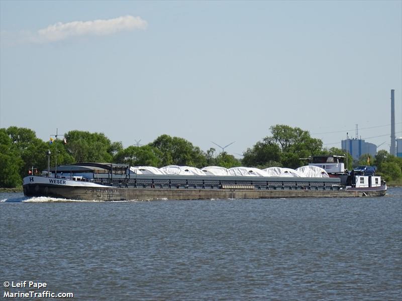 weser (Cargo ship) - IMO , MMSI 211496830, Call Sign DC7771 under the flag of Germany