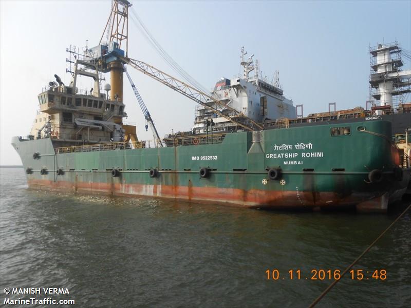 greatship rohini (Offshore Tug/Supply Ship) - IMO 9522532, MMSI 419000163, Call Sign AVHD under the flag of India