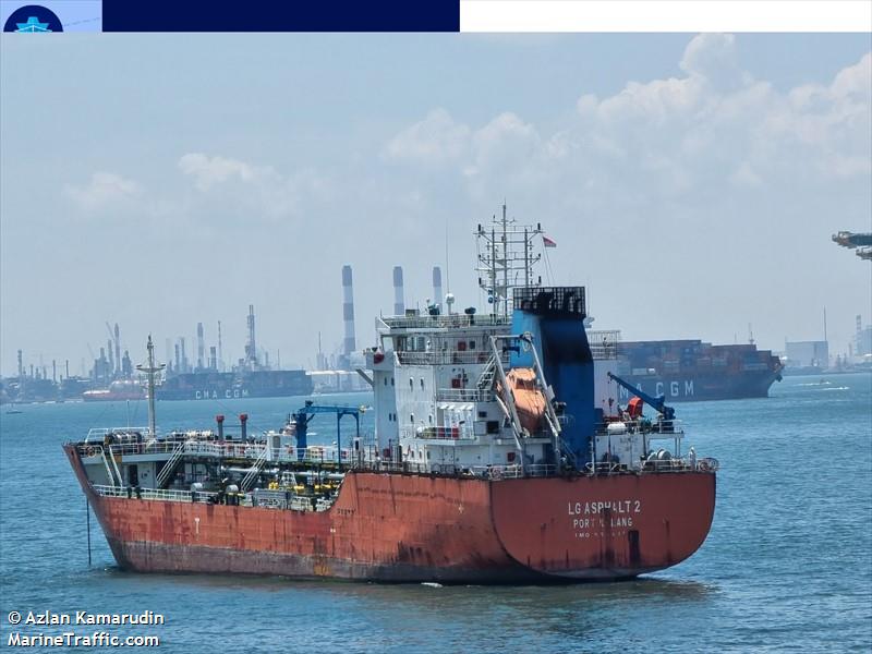 lg asphalt 2 (Bitumen Tanker) - IMO 9826885, MMSI 533130658, Call Sign 9 MWS 7 under the flag of Malaysia