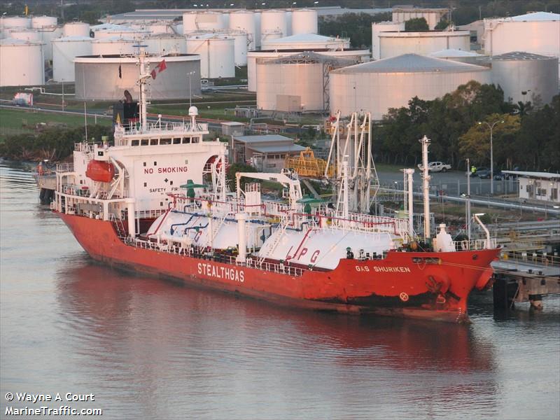 gas shuriken (LPG Tanker) - IMO 9359569, MMSI 538003359, Call Sign V7QG7 under the flag of Marshall Islands