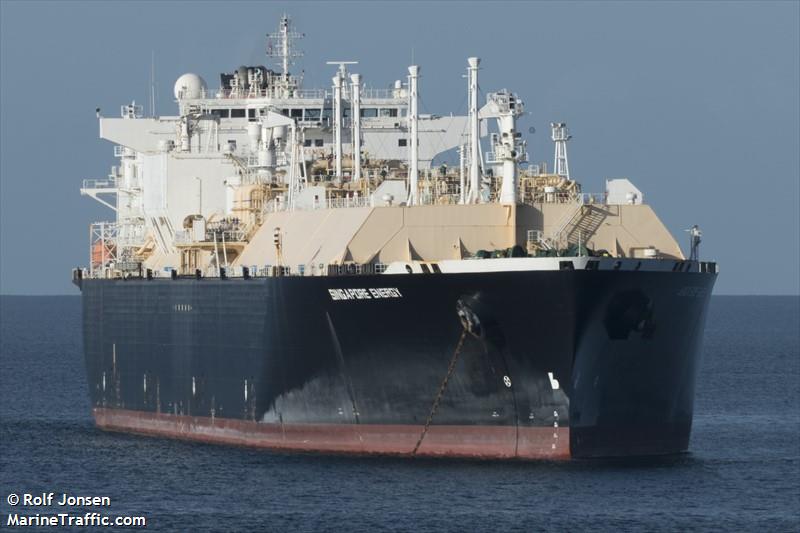 singapore energy (LNG Tanker) - IMO 9238040, MMSI 538007985, Call Sign V7EK6 under the flag of Marshall Islands