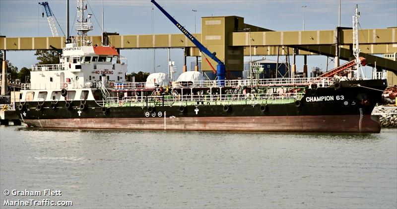 champion 63 (Bunkering Tanker) - IMO 9955143, MMSI 503000219, Call Sign VNZ3443 under the flag of Australia