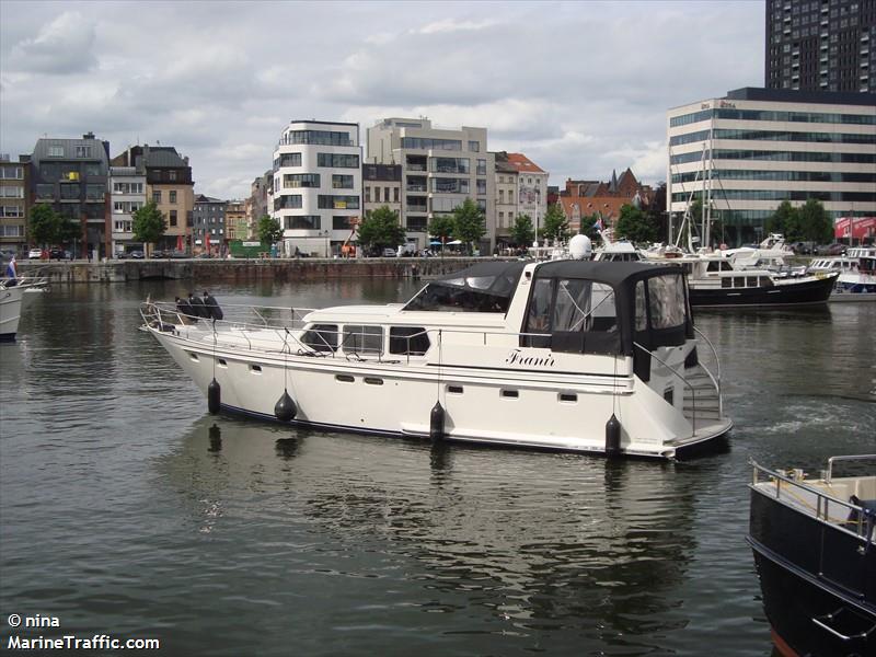 franir (Pleasure craft) - IMO , MMSI 205854600, Call Sign OS8546 under the flag of Belgium