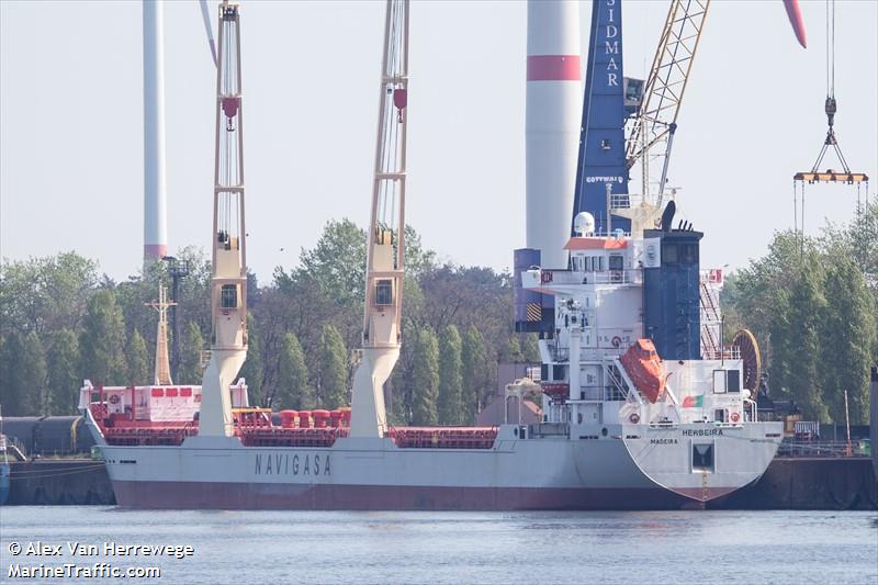 herbeira (General Cargo Ship) - IMO 9439216, MMSI 255872000, Call Sign CQWL under the flag of Madeira