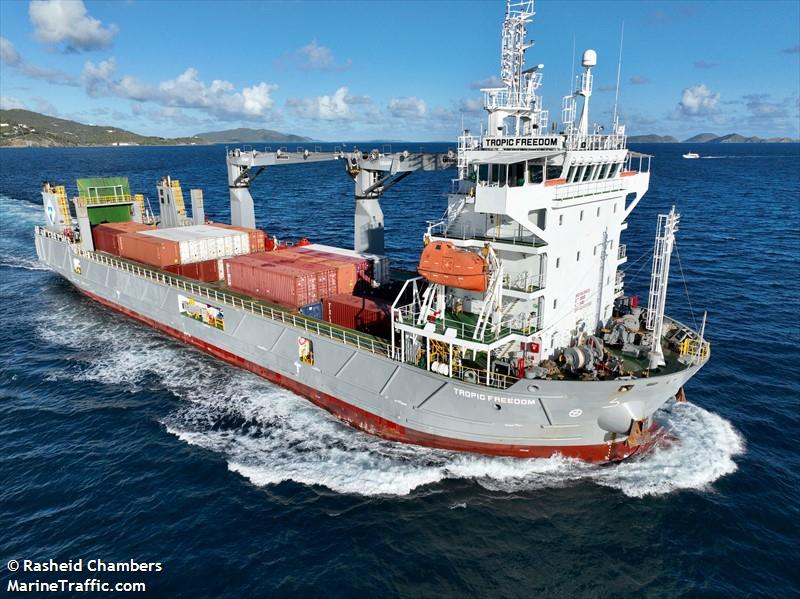 tropic freedom (Container Ship) - IMO 9809928, MMSI 377901104, Call Sign J8QX6 under the flag of St Vincent & Grenadines
