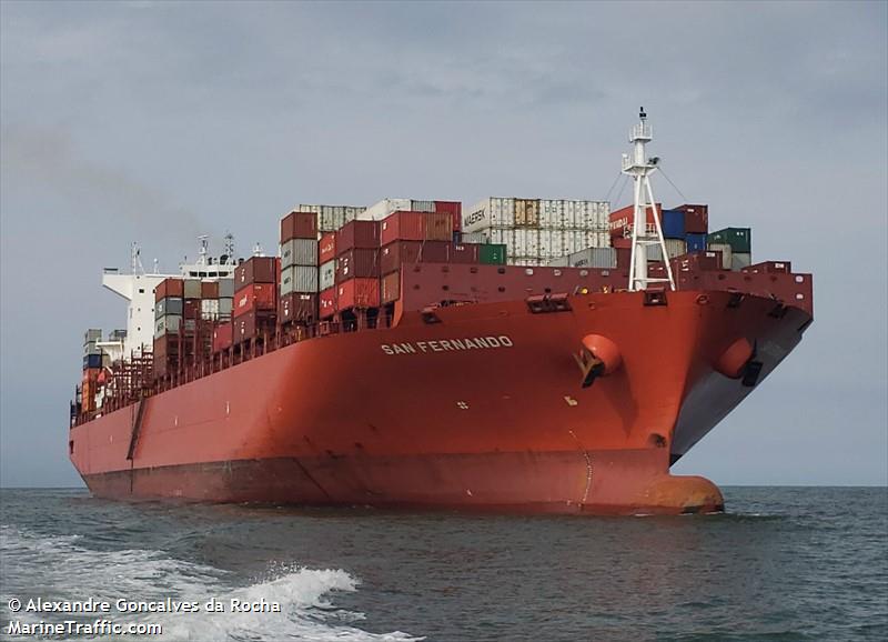 san fernando (Container Ship) - IMO 9698642, MMSI 538005734, Call Sign V7GO3 under the flag of Marshall Islands
