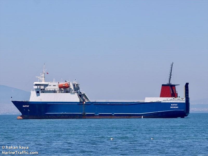 hatay (Ro-Ro Cargo Ship) - IMO 7725362, MMSI 620634000, Call Sign D6A2647 under the flag of Comoros