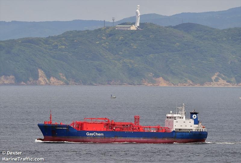 gaschem werra (LPG Tanker) - IMO 9560170, MMSI 636015409, Call Sign Q8WZ4D under the flag of Liberia