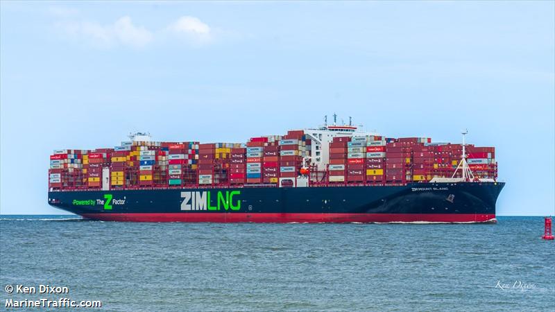 zim mount blanc (Container Ship) - IMO 9931111, MMSI 477890100, Call Sign VRUX9 under the flag of Hong Kong