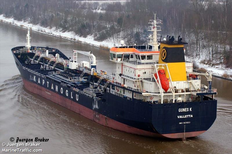 gunes k (Chemical/Oil Products Tanker) - IMO 9479553, MMSI 249672000, Call Sign 9HXG9 under the flag of Malta