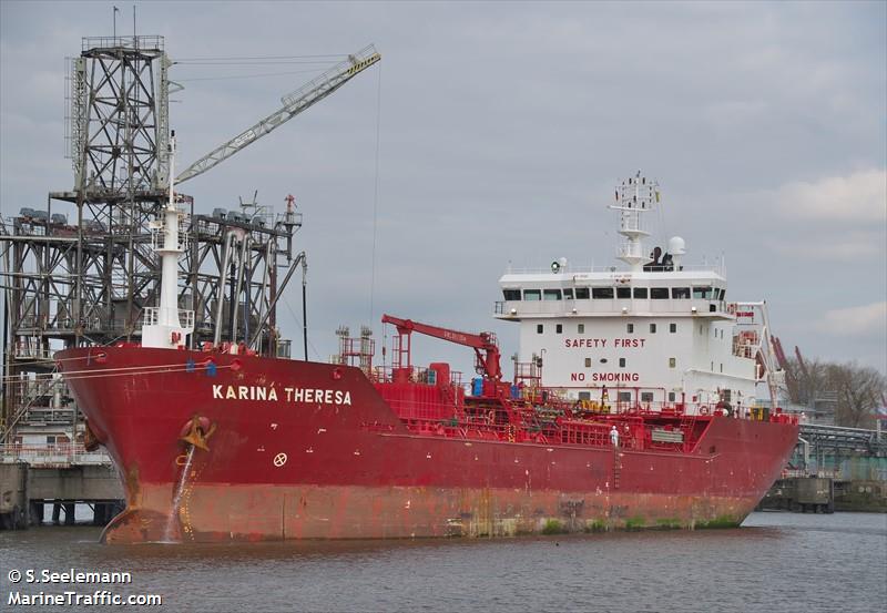 karina theresa (Chemical/Oil Products Tanker) - IMO 9428451, MMSI 220648000, Call Sign OUPL2 under the flag of Denmark
